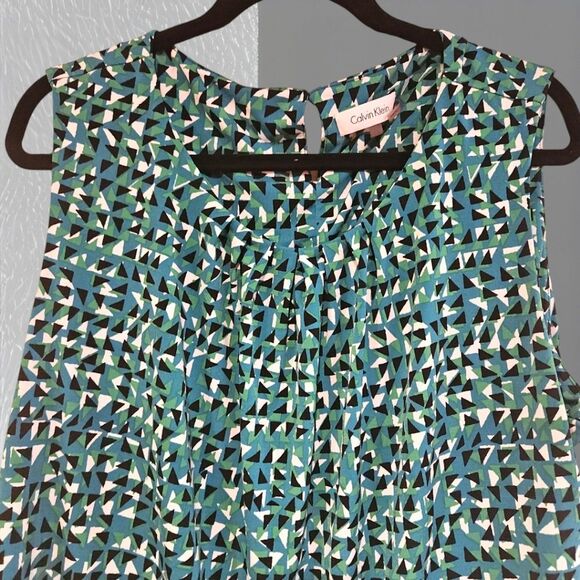 Calvin Klein sleeveless cowl neck teal & black blouse Plus Size- 2x - Picture 2 of 10